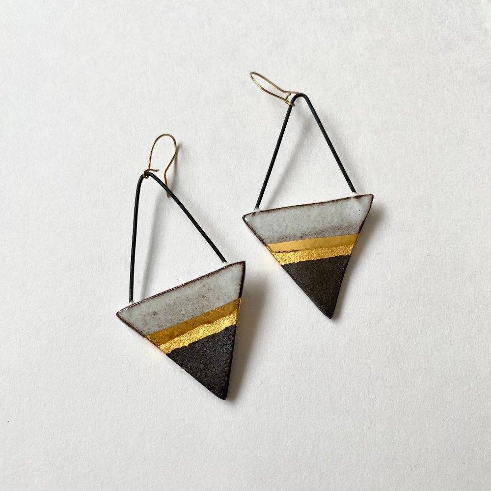 Maine Artist Made Ceramic Geometric Earrings